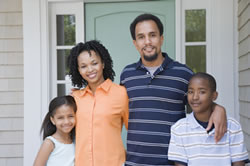 family on porch